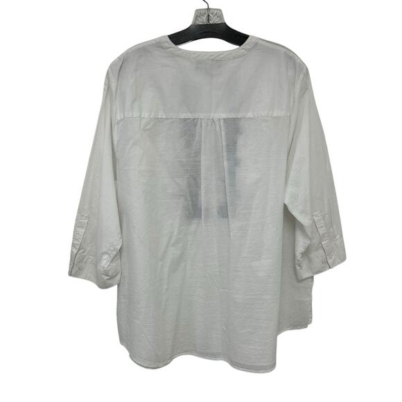 Lane Bryant White Navy Cotton Embroidered Button Up Shirt Womens 18/20 - Picture 5 of 5